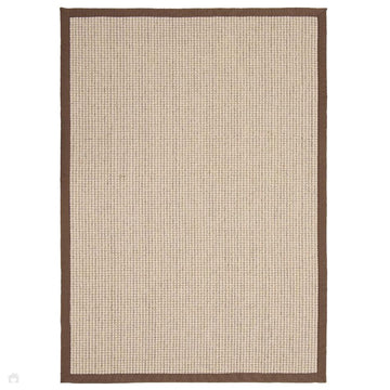 Sisal & Wool Boucle Border Plain Hand-Woven Textured Natural Fibre Chunky Flatweave Beige with Mocha Border Rug-Origins-Rug Love - The Most Loved Rug Store